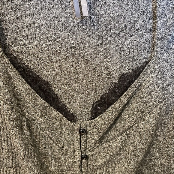 Anthropologie, large, charcoal, gray top with black lace detail at the bust - Picture 4 of 7